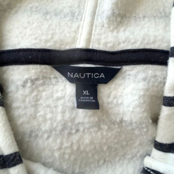 Nautica Nautical Navy White Stripe Relaxed Fit Hoodie XL - Picture 8 of 9